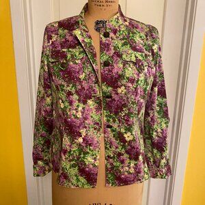 purple floral, Christopher and Banks, Large, Jean jacket